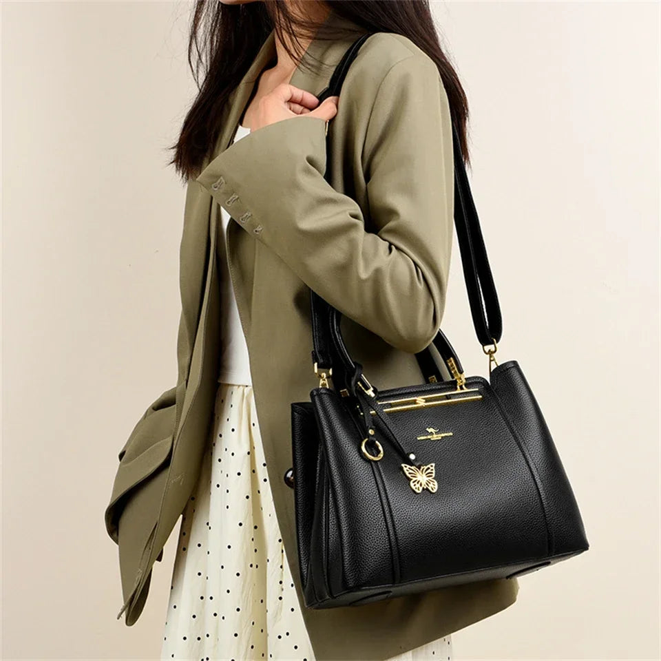 Soft Leather Luxury Handbags Women Bags Designer 3 Layers Shoulder Crossbody Sac Ladies Large Capacity Shopping Messenger Tote