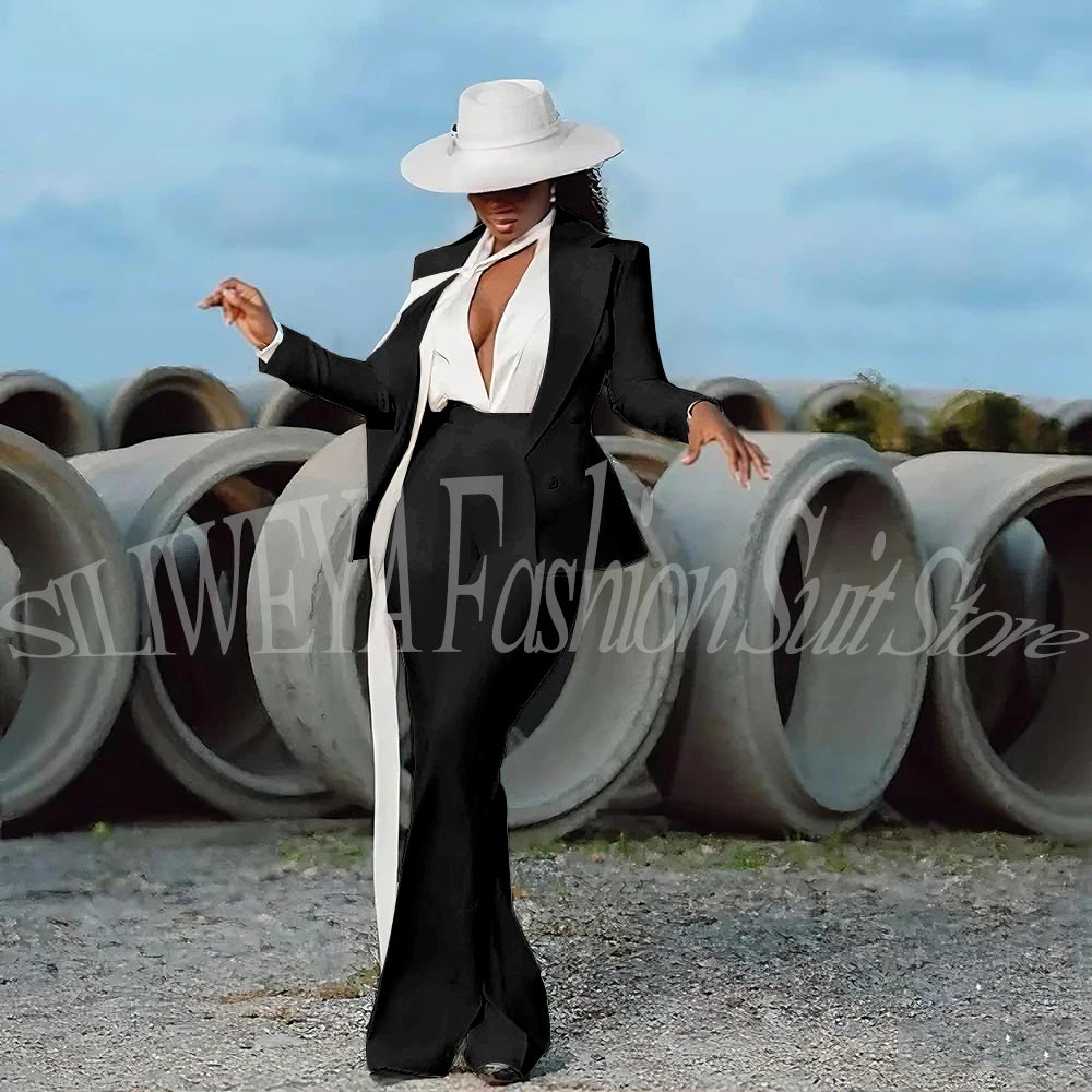 Fashion Pure White Female Suit 2 Pieces Jacket Pants Women Ladies Evening Party Tuxedos Formal Work Wear For Wedding