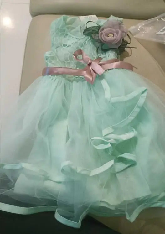 2025 New Baby Girl Dress for 2-6Y Kids Birthday Party Princess Dress White Wedding Ball Gowns Flower Tutu Elegant Girls Clothing