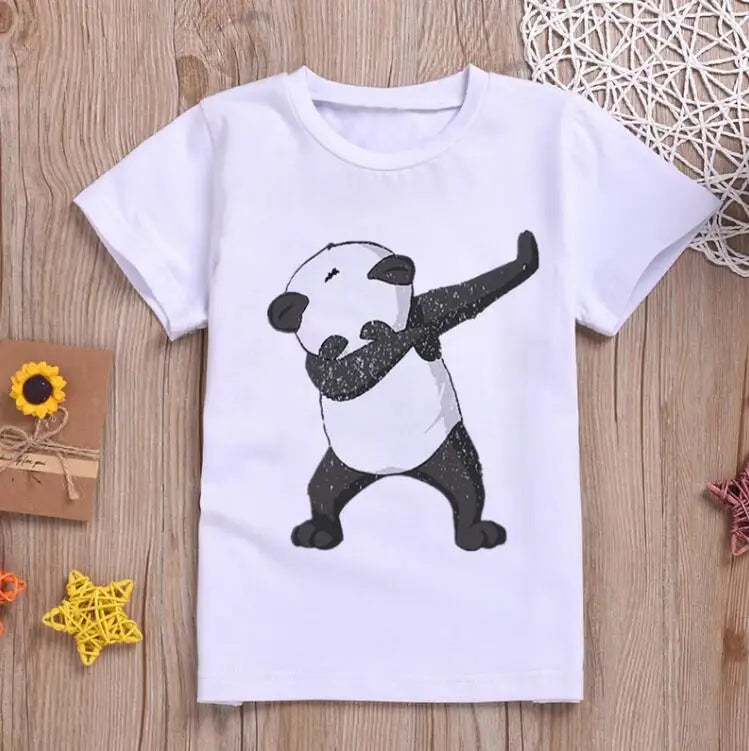Children Clothing Cartoon T Shirt For Kids Summer Top Tees Boys Girls Novelty Panda Sweet Tshirt O-neck Unisex