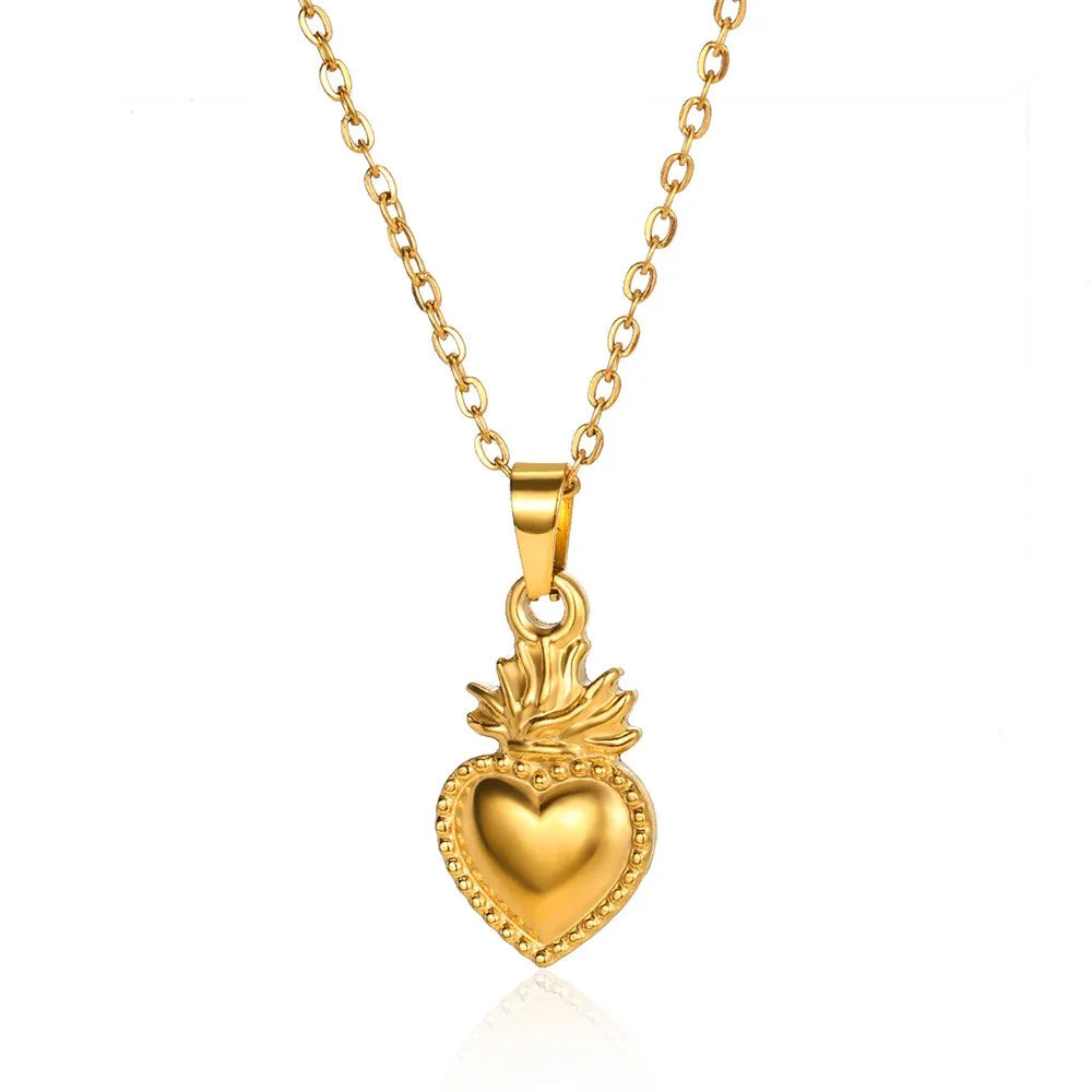 Stainless Steel Love Heart Necklace For Women 2025 New Trendy Lip Chain Simple Pendant Necklace Jewelry free shipping