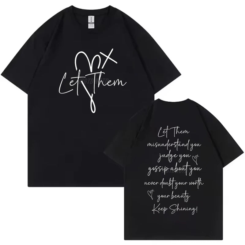 Women's Clothing Let Them Inspirational Quotes Graphic T Shirts Letter Print Fashion Summer Clothes Let Them Positive Quotes Top