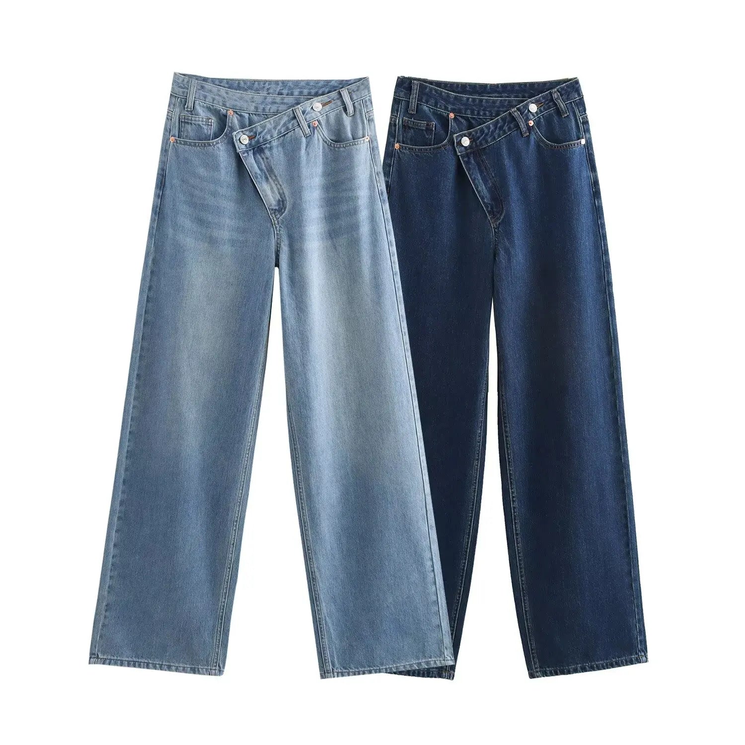 Woman Jeans Pants 2025 Spring High Waist Wide Leg Straight Fit Blue Casual Vintage Versatile Daily Streetwear Denim Jeans
