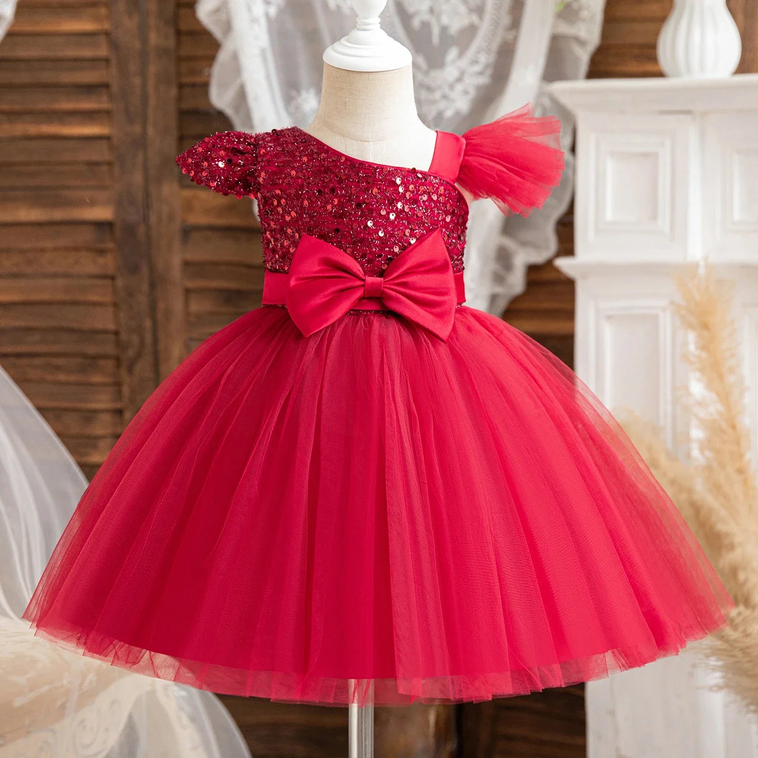 Baby Girls 1st Birthday Baptism Dress Princess Wedding Kids Party Dresses for Girl Lace Christening 3D Butterfly Mesh Gown