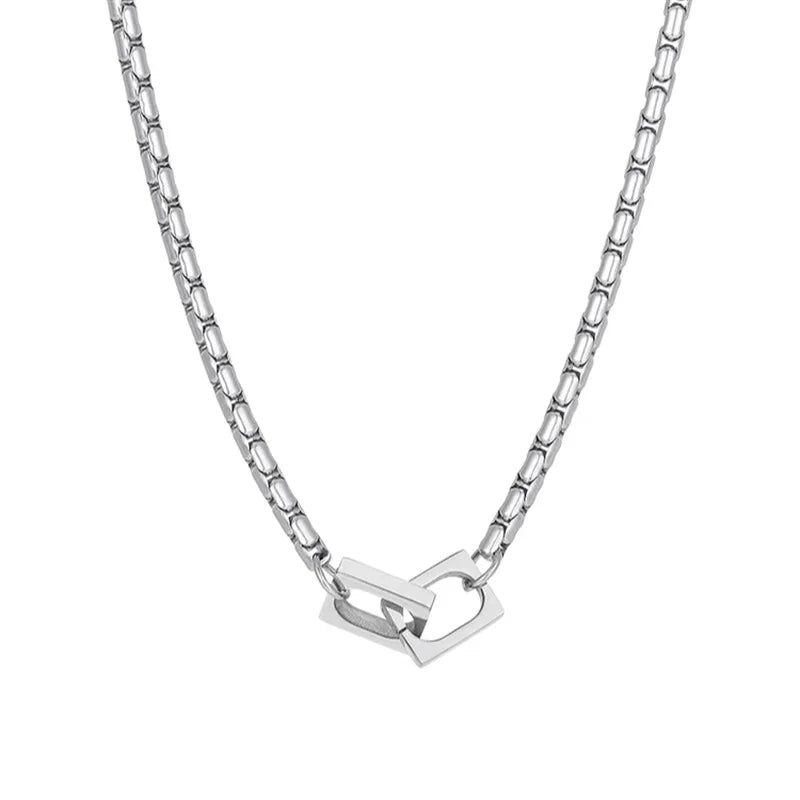Interlocking Chain Neckalce for Men Boys,Waterproof Stainless Steel Chain Link Collars,Hip Hop Trendy Jewelry Gifts