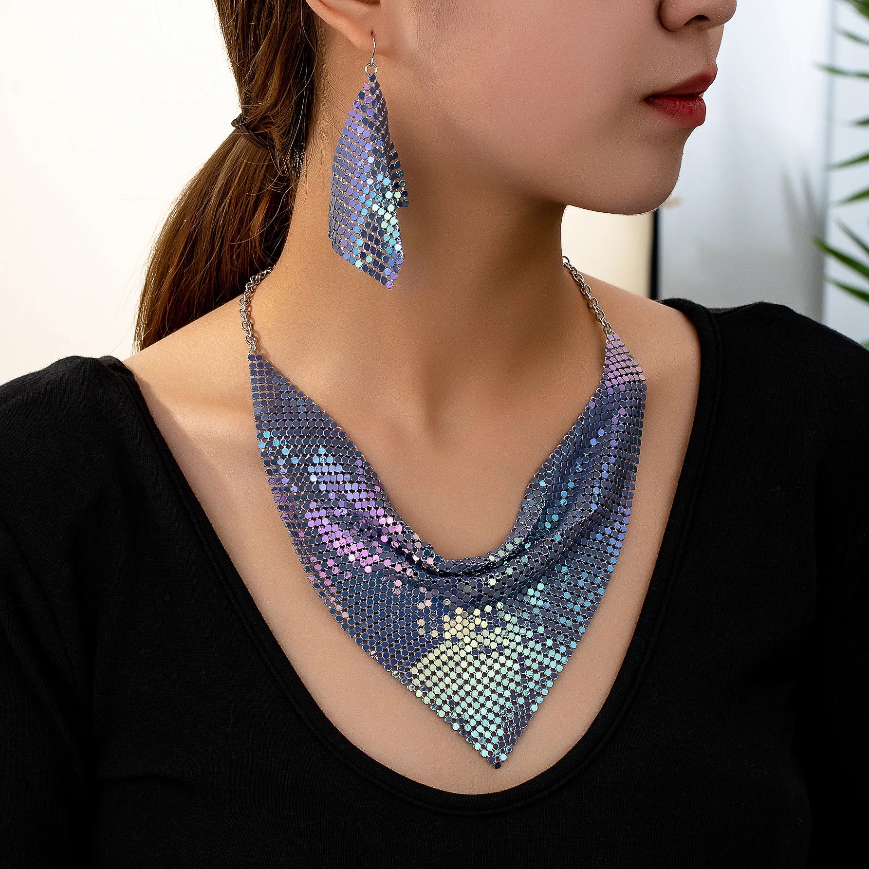 Multiple Colored Snakeskin Chain Necklace Earring Set Women Girls Gifts Fashion Jewelry Hot Sale Party Gift 2025 New Style