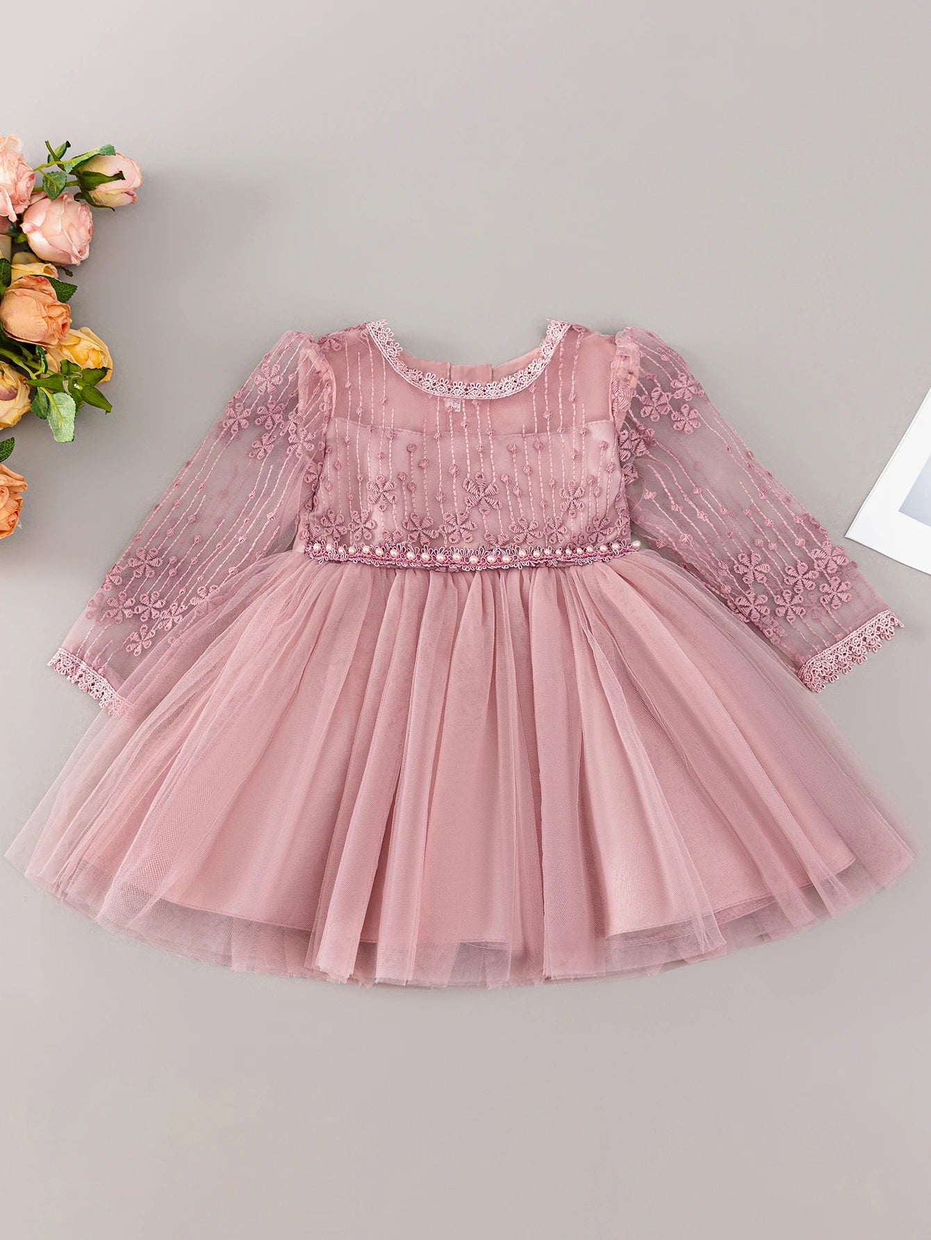 Baby Christening Party Dresses for Girls Birthday Wedding Princess Pink Dresses for Baby girl