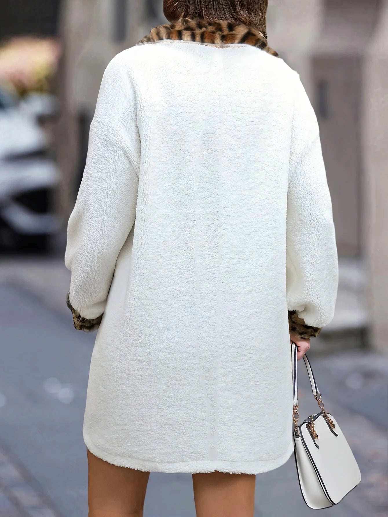 Regular Elegant White Fuzzy Casual Women's Dress