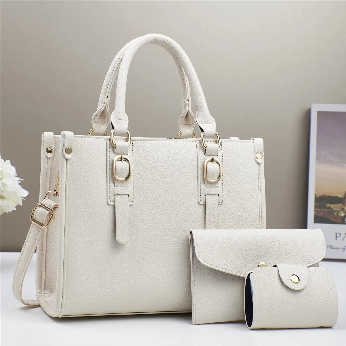 Brand 3 Piece Set Women's Bags 2024 New Large Capacity Tote Bag High Quality Leather Women Handbag Luxury Designer Shoulder Bag