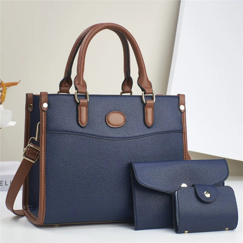 Brand 3 Piece Set Women's Bags 2024 New Large Capacity Tote Bag High Quality Leather Women Handbag Luxury Designer Shoulder Bag
