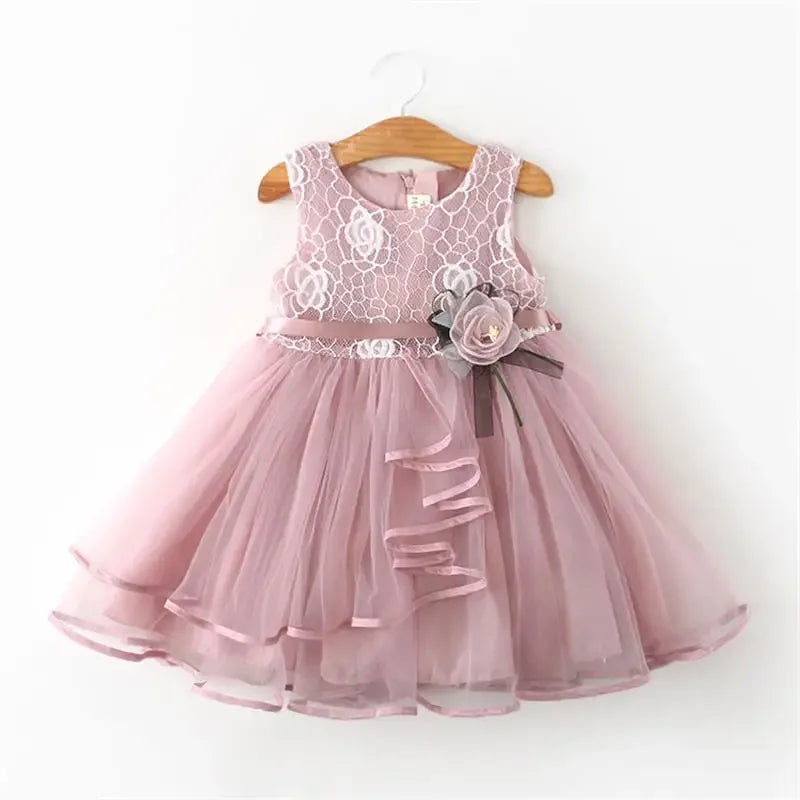 Flower Newborn Baby Dress New Summer Cute Baby Girls Clothes Tulle Lace Infant Christmas Party Clothing Girls Birthday Dress