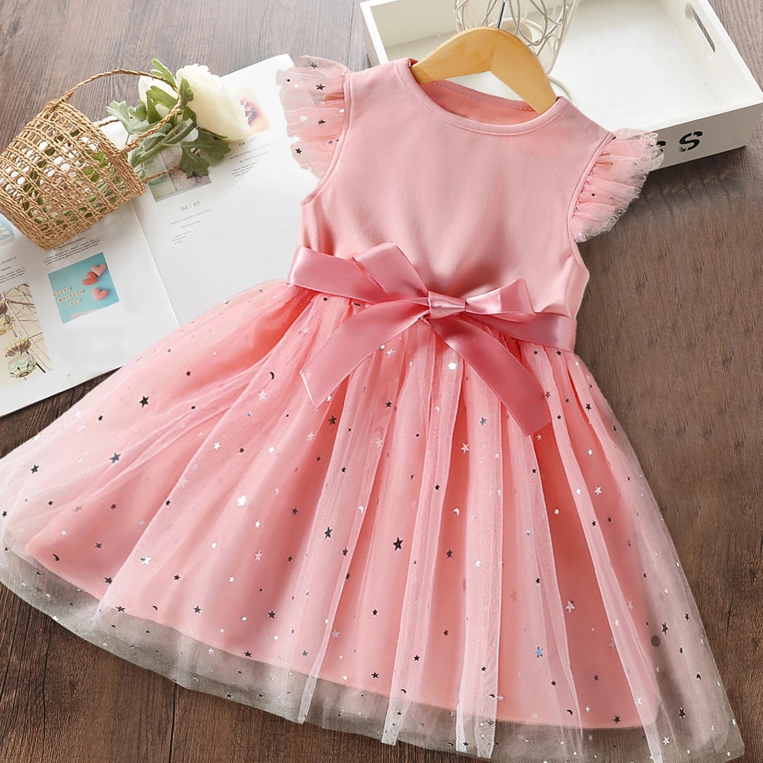 2024 New Summer Dress for Girls 2 3 6 Yrs Tulle Casual Baby Clothes Birthday Party Princess Dress Holiday/Vacation Kid's Clothes