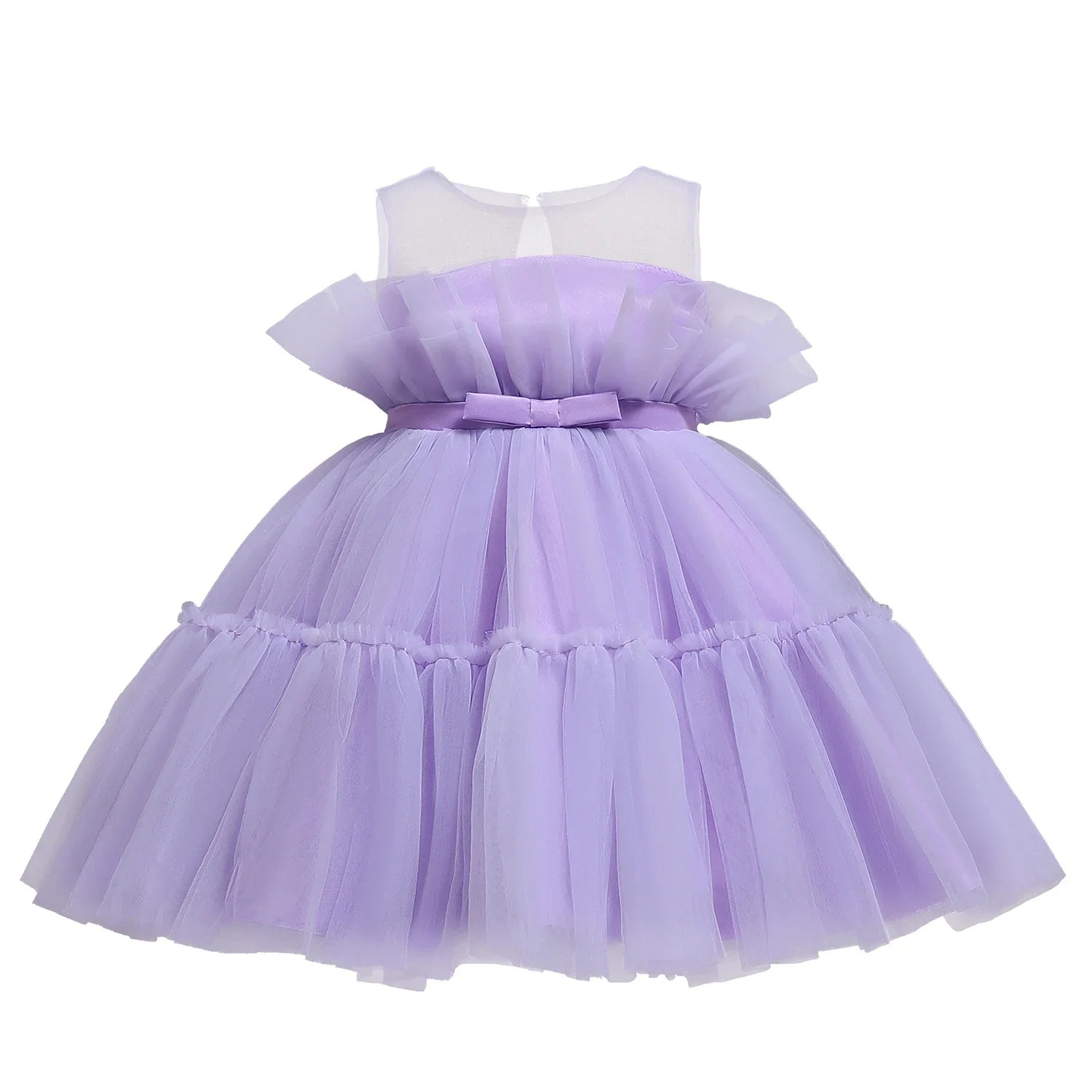 Toddler Girls Birthday Tulle Dress Flower Princess Backless Bow Puffy Wedding Gown Kids Party Wear Baby Girl Christmas Costumes