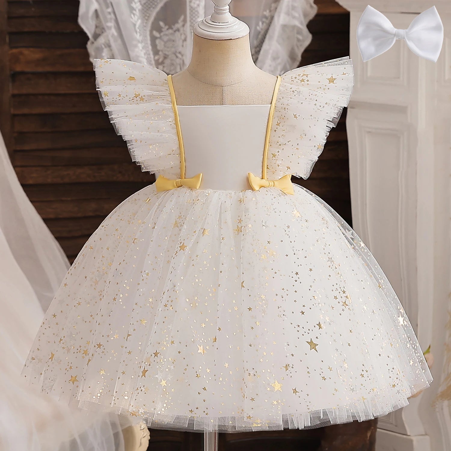 Baby Girls Dresses for 1st Birthday Party Backless Embroidery Elegant Big Bow Wedding Tutu Gown Girls Pink Formal Gala Costume