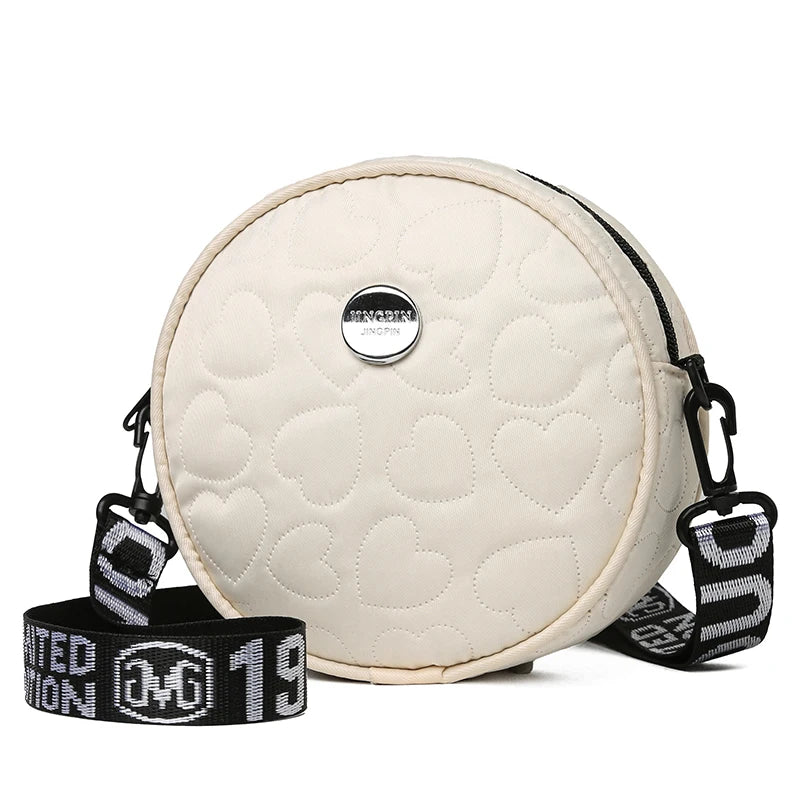 Men's and Women's New Single-Shoulder Crossbody Bags - Fashionable and Versatile Pure Color Heart-Shaped Print Casual Bags
