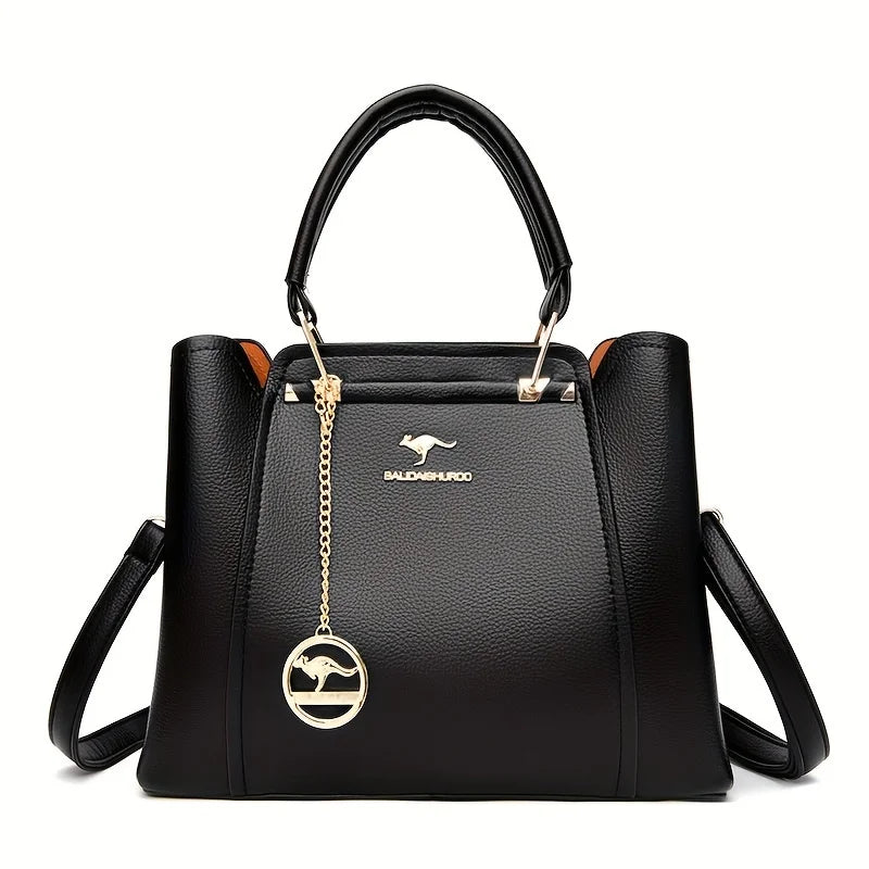 [Chic Tote Bag] Versatile Chic Black Tote Bag for Women | Polyester Lined, Zip Closure, Casual Style - Perfect for Everyday Use