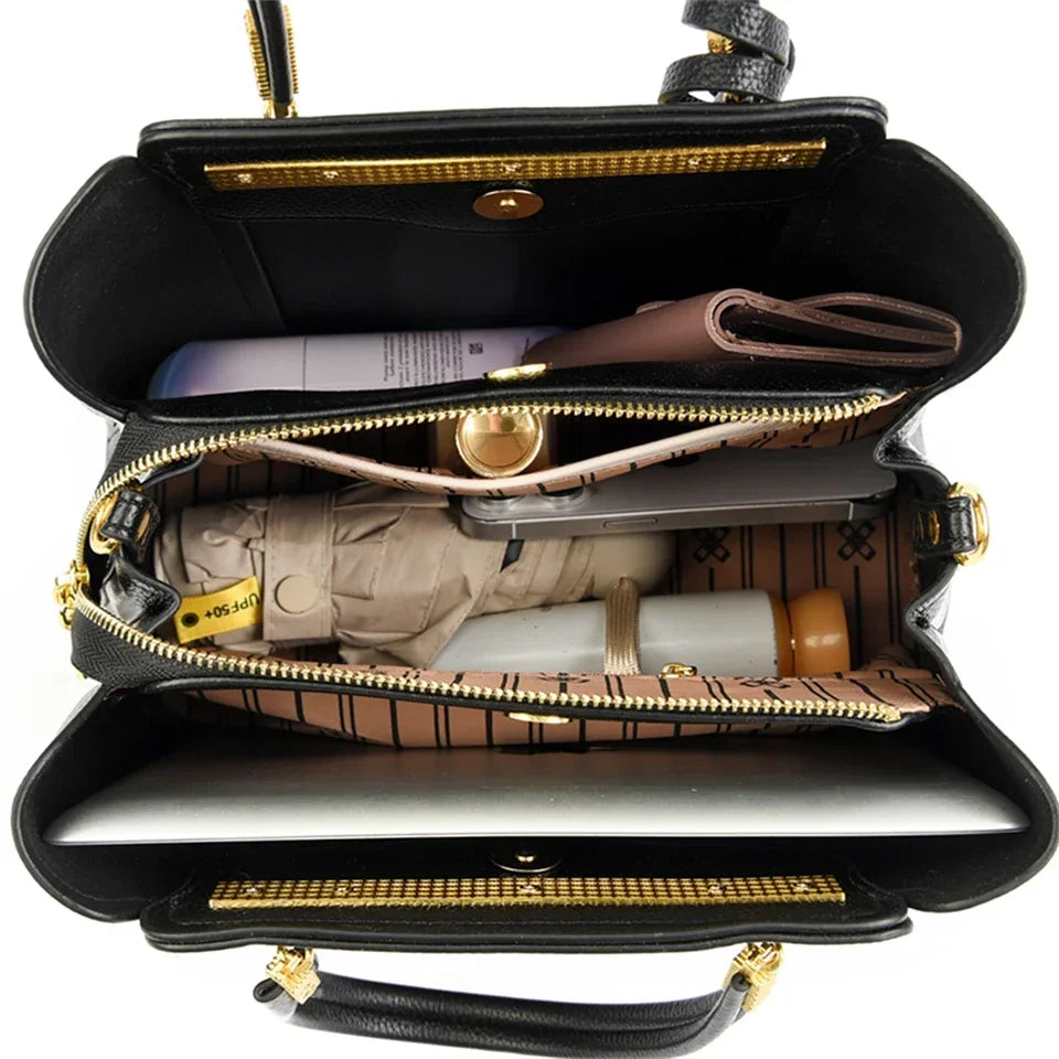 Soft Leather Luxury Handbags Women Bags Designer 3 Layers Shoulder Crossbody Sac Ladies Large Capacity Shopping Messenger Tote