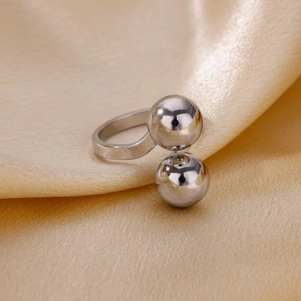 Stainless Steel Creative Geometry Rings For Women Men Opening Smooth Ring Wedding Exquisite Jewelry Gift 2024