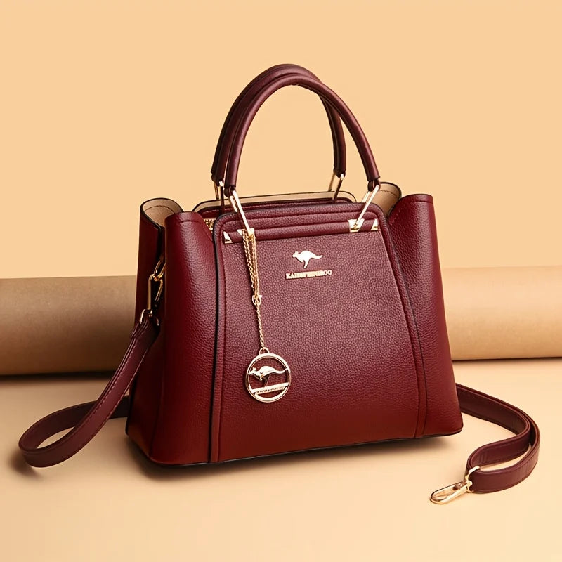 Women's Fashion Black Handbag with Gold Hardware and Detachable Shoulder Strap - High Quality, Lightweight, Elegant Design for Everyday Use, Designer Handbag