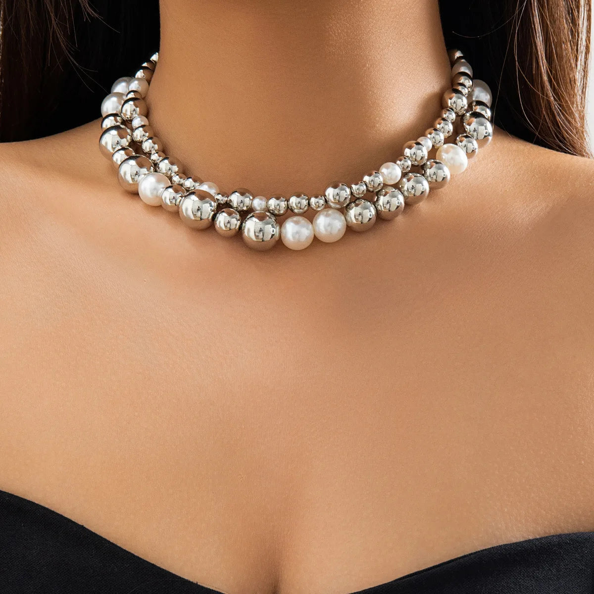 Big CCB Ball Beaded Chain and Heart Pendant Necklace for Women Trendy Choker Collar on the Neck Accessories 2024 Fashion Jewelry
