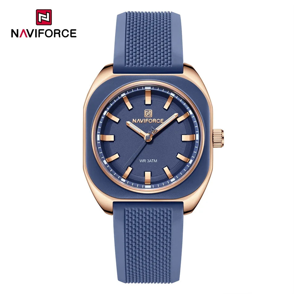 NAVIFORCE Fashion Women's Casual Elegant Simple Polygon Quartz Silicone Watch Gift for Women Wristwatch Casual Relogio Feminino
