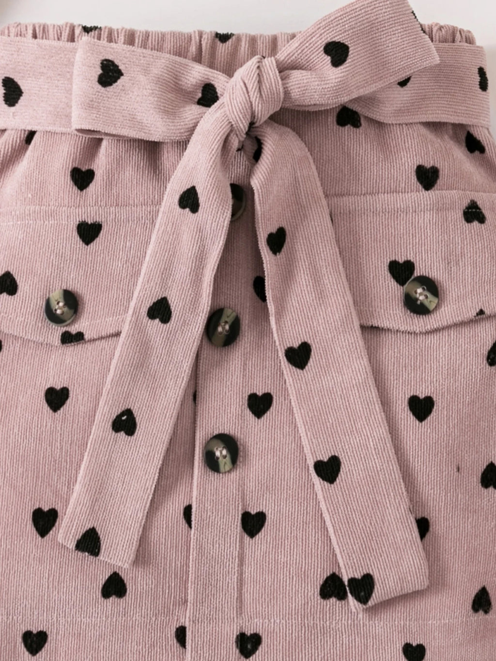 Girls pink heart-shaped skirt - cute bow belt, casual and fashionable style