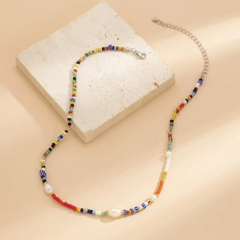 Handwoven Necklace Fashion Accessory Neck Jewelry Colorful Beads Necklaces