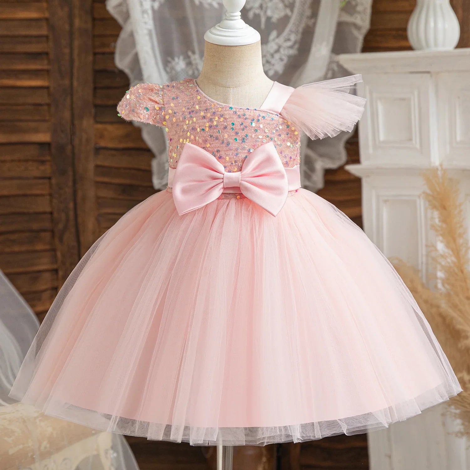 Baby Girls 1st Birthday Baptism Dress Princess Wedding Kids Party Dresses for Girl Lace Christening 3D Butterfly Mesh Gown