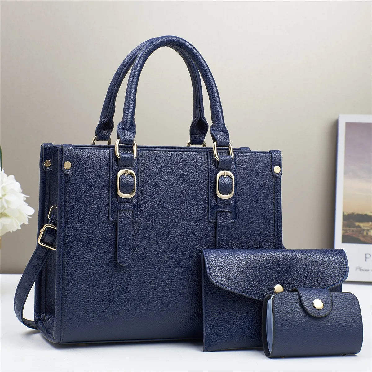 Brand 3 Piece Set Women's Bags 2024 New Large Capacity Tote Bag High Quality Leather Women Handbag Luxury Designer Shoulder Bag
