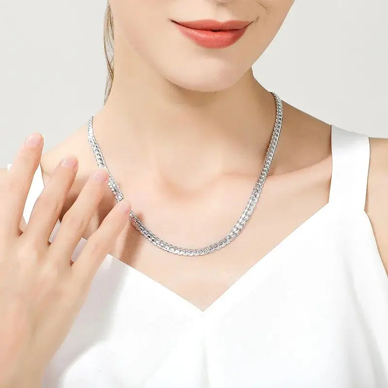 925 Sterling Silver 6mm Side Chain 16/18/20/22/24 Inch Necklace For Woman Men Fashion Wedding Engagement Jewelry Gift