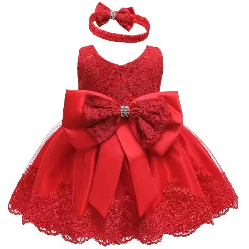 Children's Elegant Dresses For Girls Baby 1st Birthday Party Dress Girls Princess Skirt Kids Lace Vestidos 0-24Months