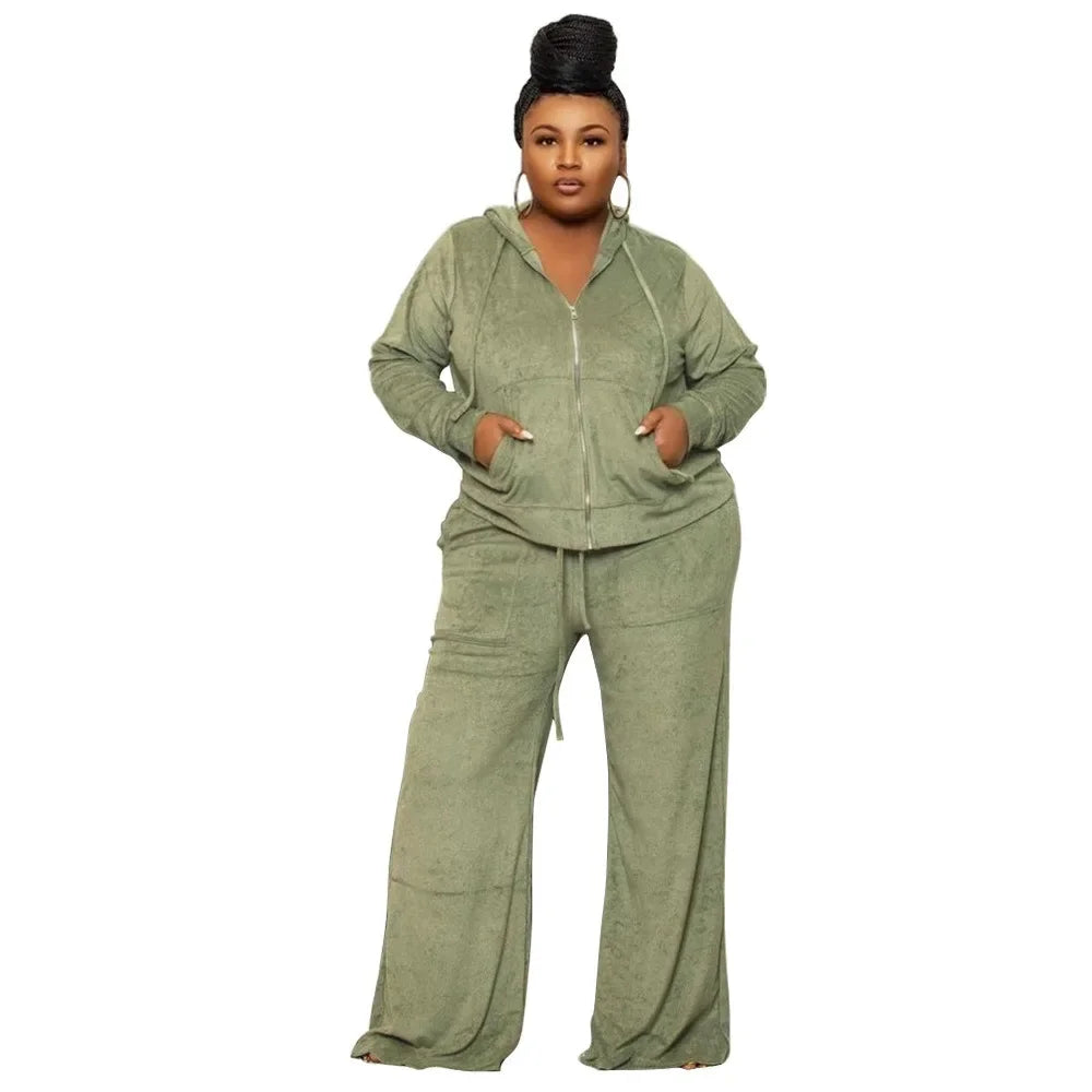 L-4XL african women high quality clothing sweatsuit plus size two piece sets casual loose pant suits dropshipping wholesale