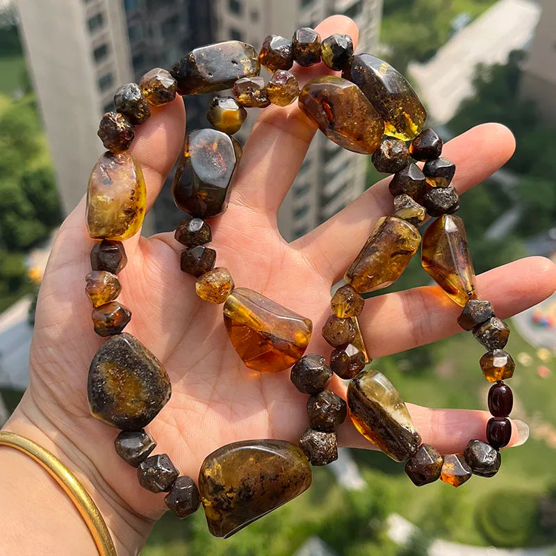Big New Natural Amber Necklace for Gift European Baltic Original Beads Gogerous 100% Original Real Jewelry Supplier Wholesale