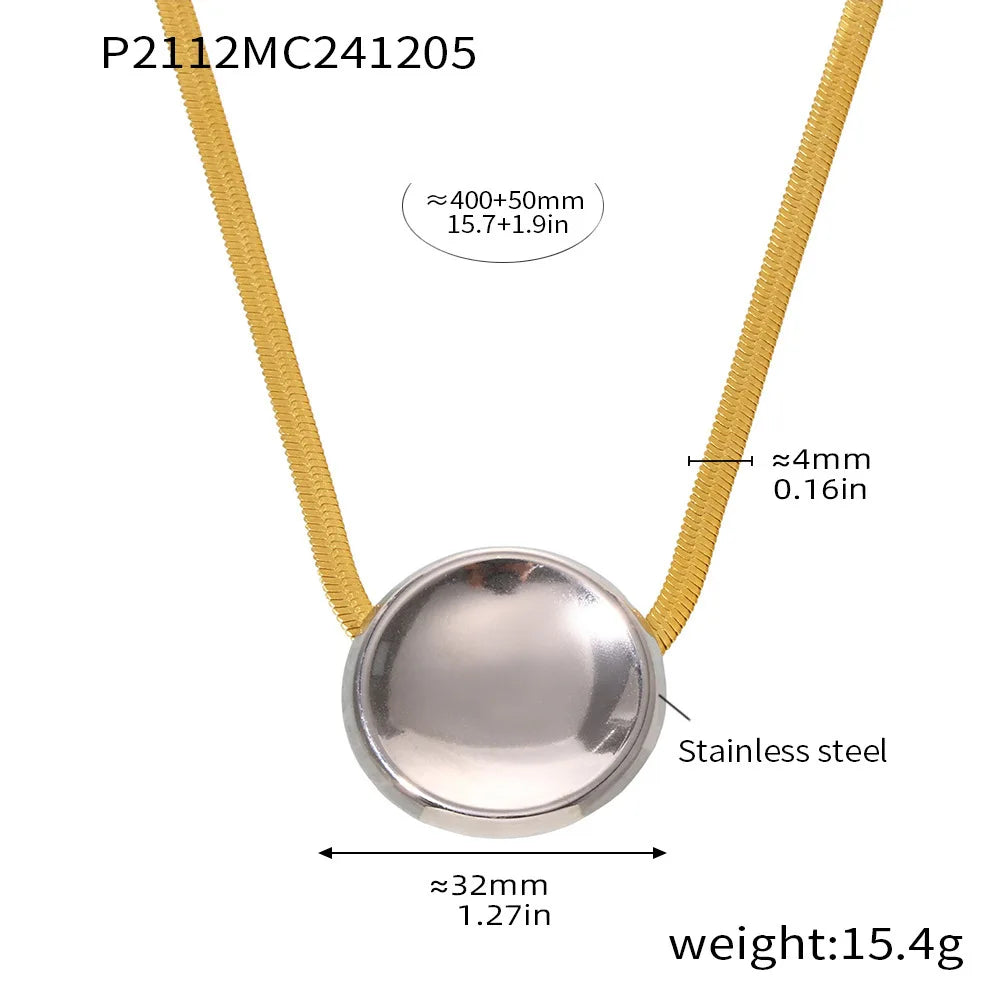 Chic Shiny Necklace For Women Gold Plated Square Pendant Luxury Waterproof Elegant Snake Chain Jewelry Gift