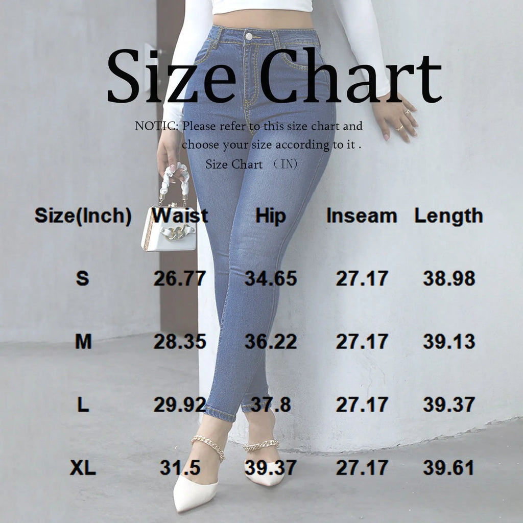 Ladies' tight fitting trendy jeans Casual fashion jeans pants High waist hip lift Pencil pants Daily versatile denim trousers