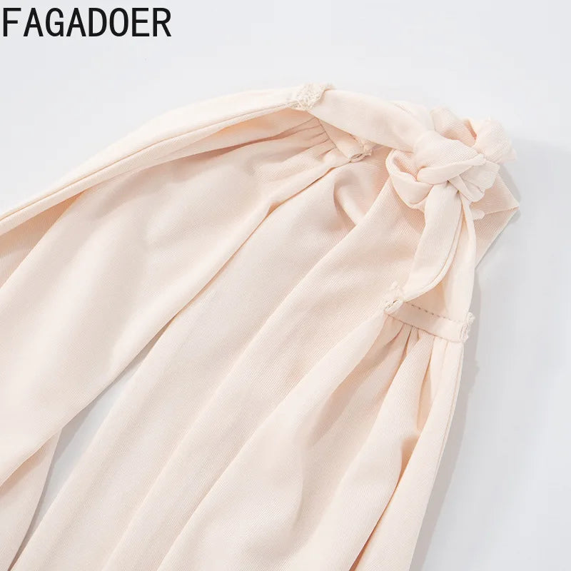 FAGADOER Sexy Hollow Out 2 Piece Sets Woman Outfit Halter Backless Collar Crop Top + Tassels Shorts Matching 2025 Summer New