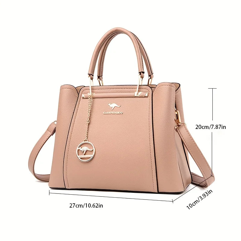 Women's Fashion Black Handbag with Gold Hardware and Detachable Shoulder Strap - High Quality, Lightweight, Elegant Design for Everyday Use, Designer Handbag