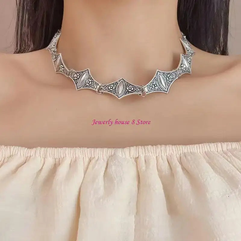 Women Geometric Punk Gothic Retro Collar Necklace Handmade Bohemian Neck Chain