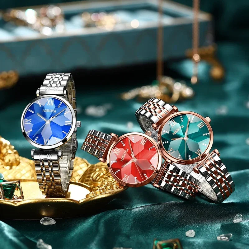 NIBOSI Women Watches Analog Rose Gold Women's Watch for Girls Diamond Studded with Stylish Watches Waterproof Relogio Feminino