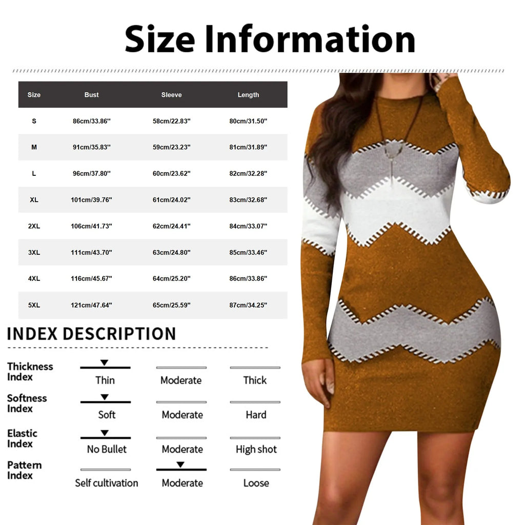 Women Sweater Dress Elegant Patchwork Warm Dress Winter Rib Knit  Casual Turtleneck Pullover Dresses vestidos para mujer