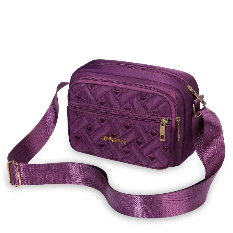 2024 New Fashion Embroidery Women Nylon Square Handbags Lady's Shoulder Cross Body Female Casual Women's Zipper Handbag
