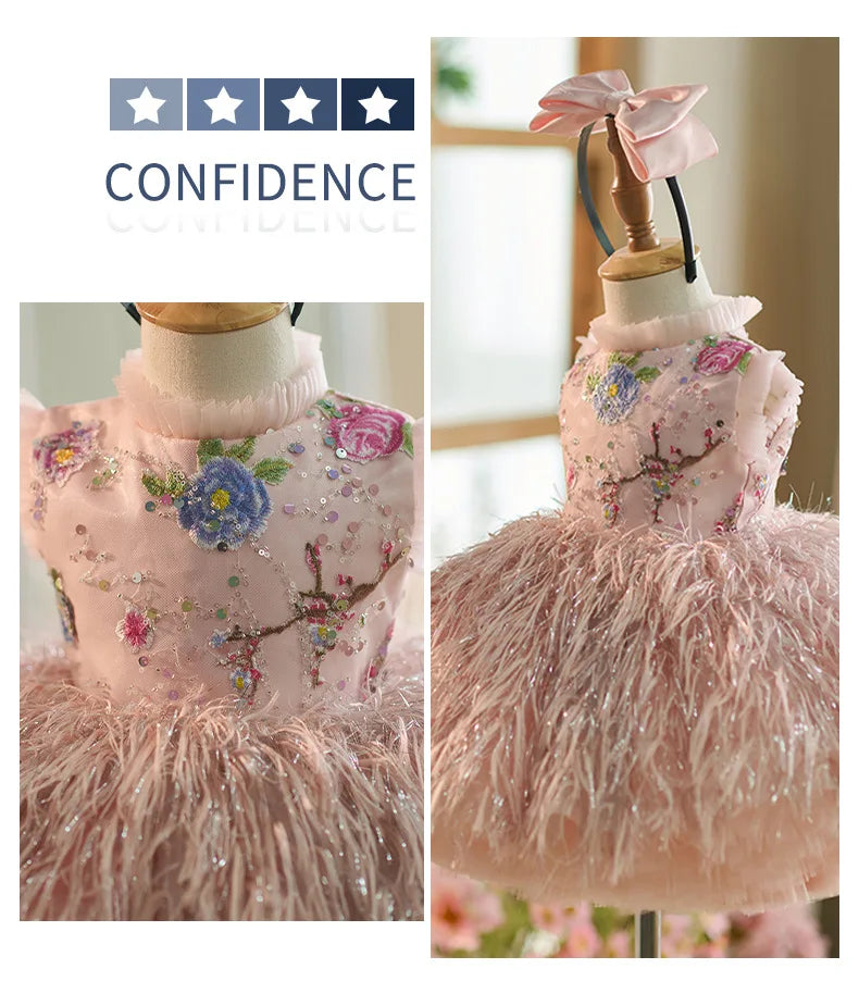 Toddler baby girls first birthday dress for 0-6 years old exquisite girl party dance high-end dress fashionable unique special