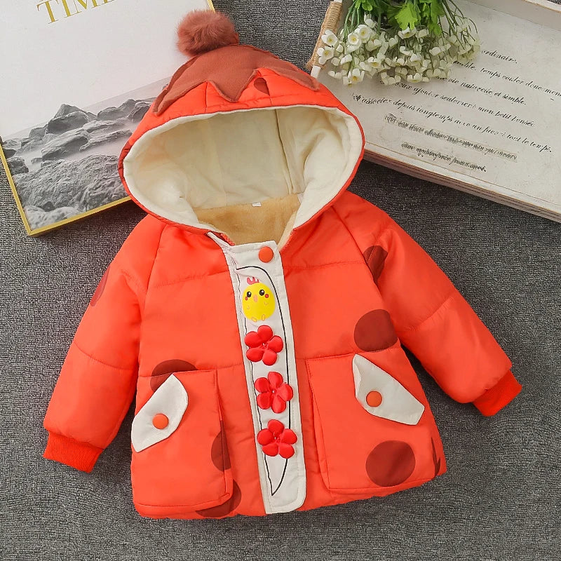 1-5 Years Old Baby Girls Boys Winter Warm Coat Fashion Children Comfortable Clothing Toddlers Costume Lovely Cartoon Kids' Wear