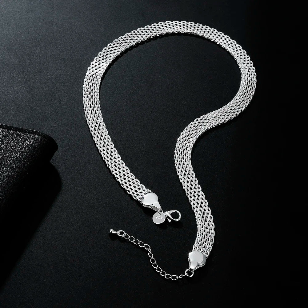 Wholesale hot 925 Silver Plated 1cm width chain Necklace for women jewelry fashion designer wedding engagement 18inch