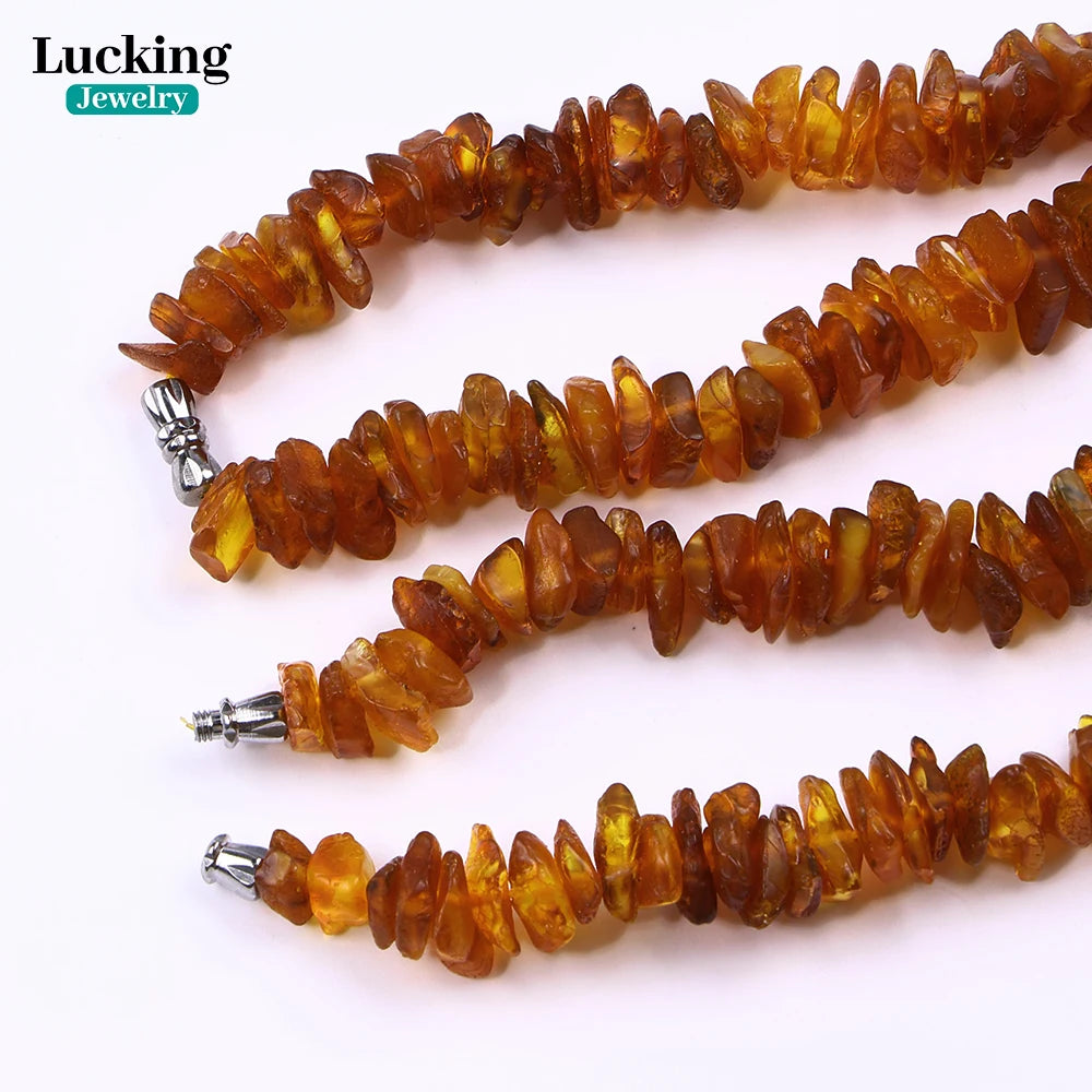 Genuine Baltic Amber Necklace 50-55cm- Irregular Chips Beads for Jewelry Making, Collectors, Spiritual Gifts