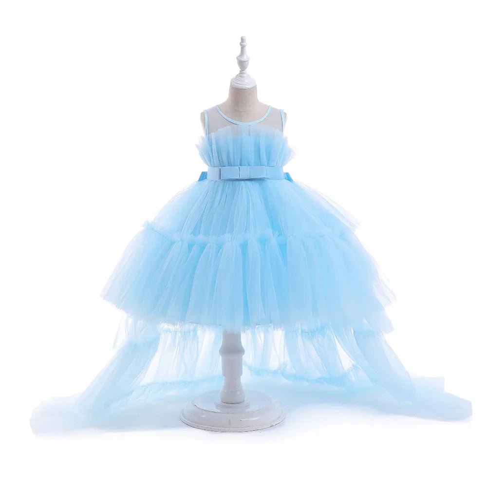 Kid's Party Formal Evening Dresses Elegant Party Dresses For Girls Dresses With Trailing Detachable Princess Dress