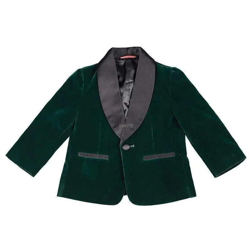 Kids 1 Year Birthday Dress Baby Boys Purple Velvet Blazer Jacket Pants Photograph Suit Children Wedding Performance Evening Wear