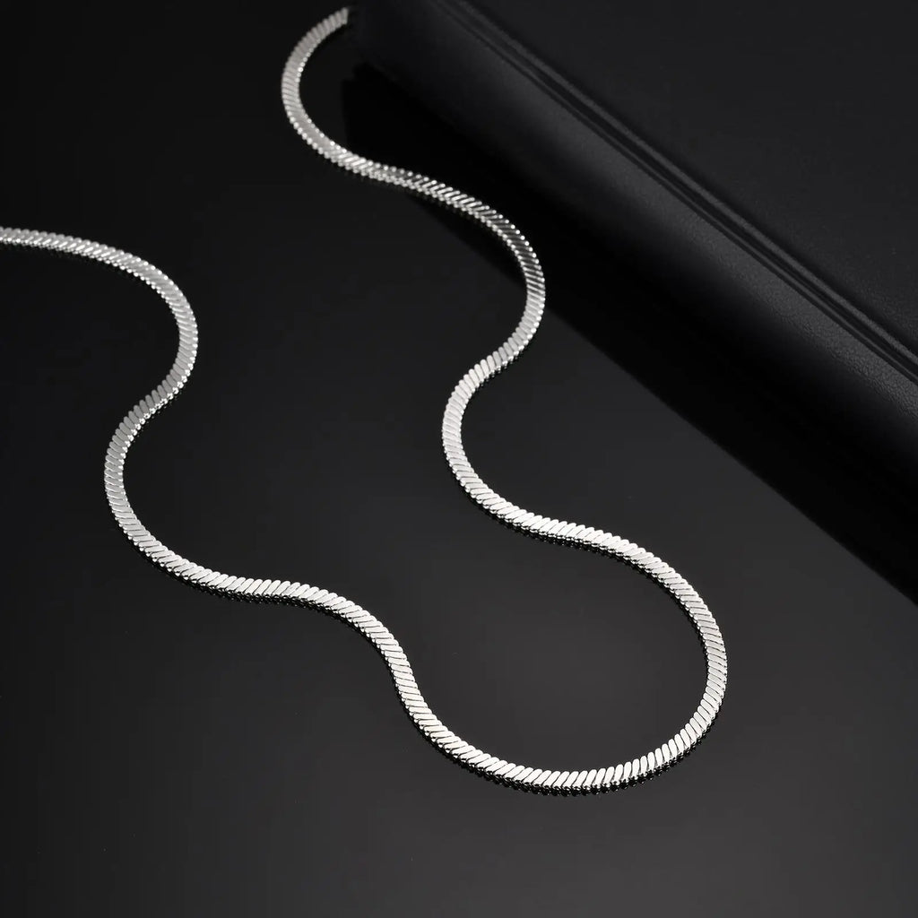 3MM Flat Snake Chain Necklace for Men Boys,Thin Stainless Steel Blade Chain Collar,Hiphop Casual Jewelry Gift