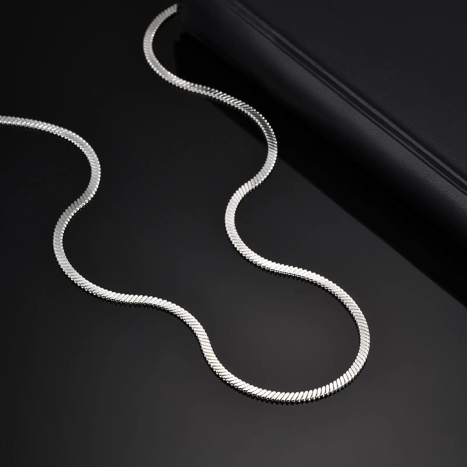 3MM Flat Snake Chain Necklace for Men Boys,Thin Stainless Steel Blade Chain Collar,Hiphop Casual Jewelry Gift