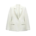women's clothing 2024 autumn and winter new two-color satin texture dress-style lapel stitching suit jacket